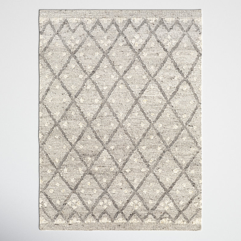 Elisha Geometric Handmade Flatweave Wool Gray Area Rug Joss & Main